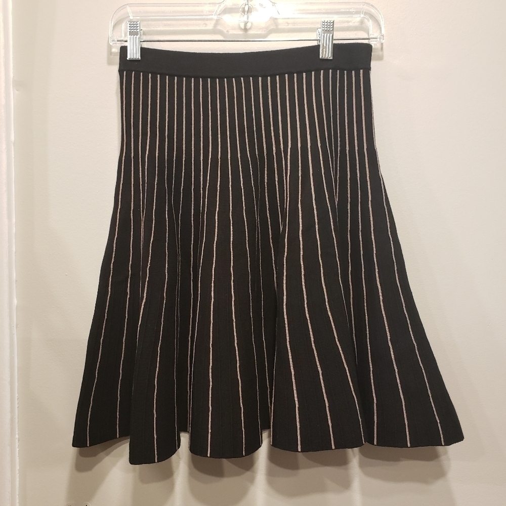 Carmen Marc Valvo Black and Cream A-Line Skirt - S